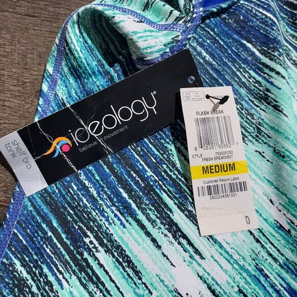 Ideology Womens Space Dyed T Back Tank Top Size M Energize Stripe Builtin Bra - Picture 11 of 13